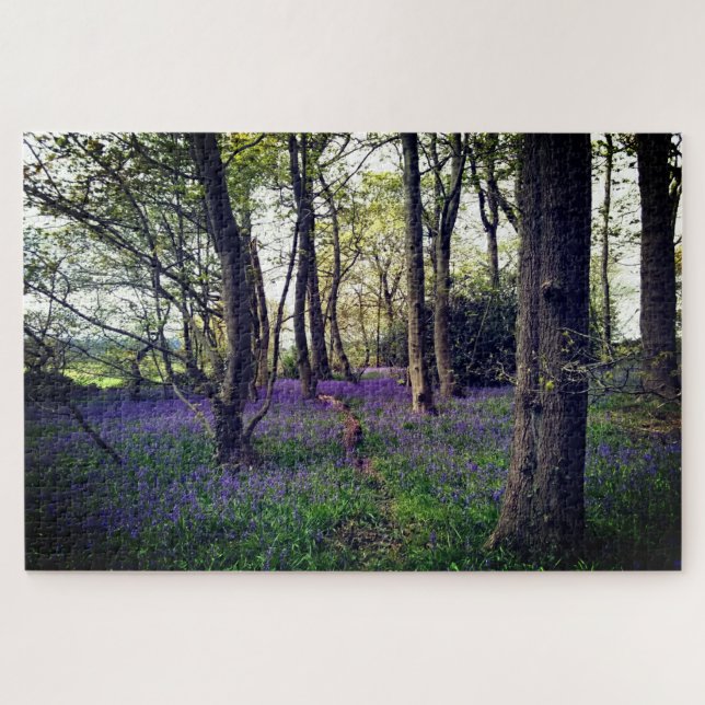 Bluebells forest Floral modern elegant Beautiful Jigsaw Puzzle (Horizontal)
