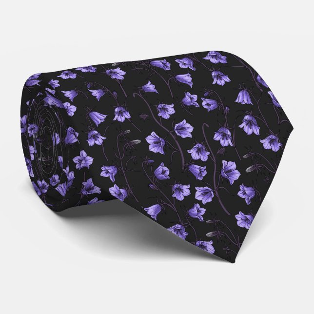 Bluebells, Harebells, Bellflowers Neck Tie (Rolled)