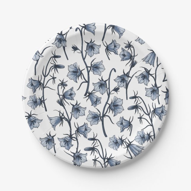 Bluebells, Harebells, Bellflowers Paper Plate (Front)