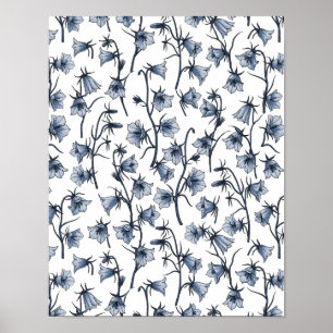 Bluebells, Harebells, Bellflowers Poster