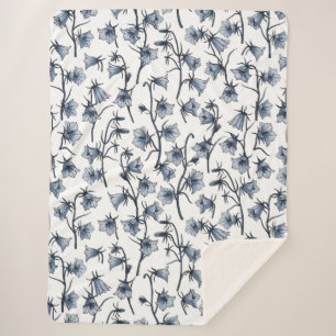 Bluebells, Harebells, Bellflowers Sherpa Blanket