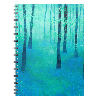 Bluebells in a Woodland Forest Landscape Painting Notebook