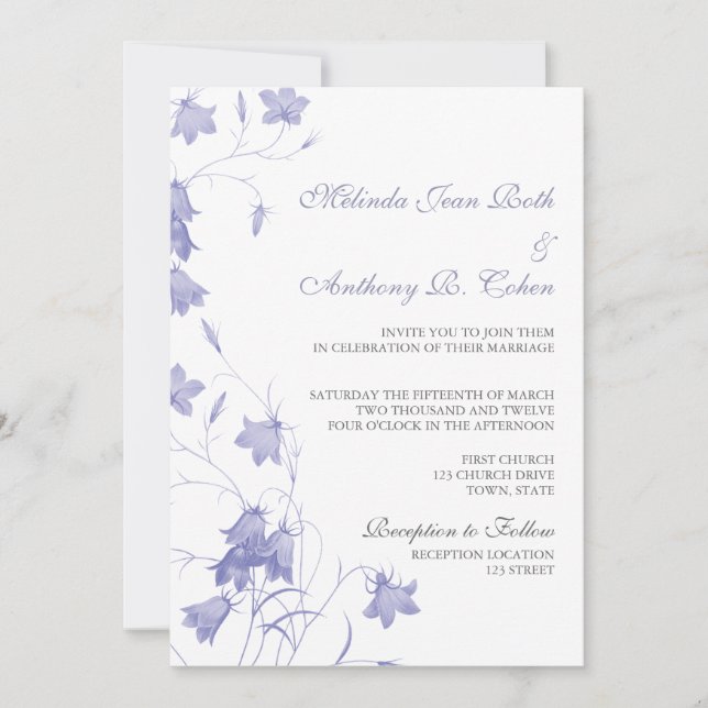 Bluebells - Lavender 5x7 Wedding Invitation (Front)