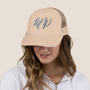 Bluebells Monogram Khaki Trucker Hat