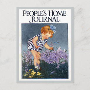 "BLUEBELLS 'N BUTTERFLIES" VINTAGE SUMMER GARDEN POSTCARD
