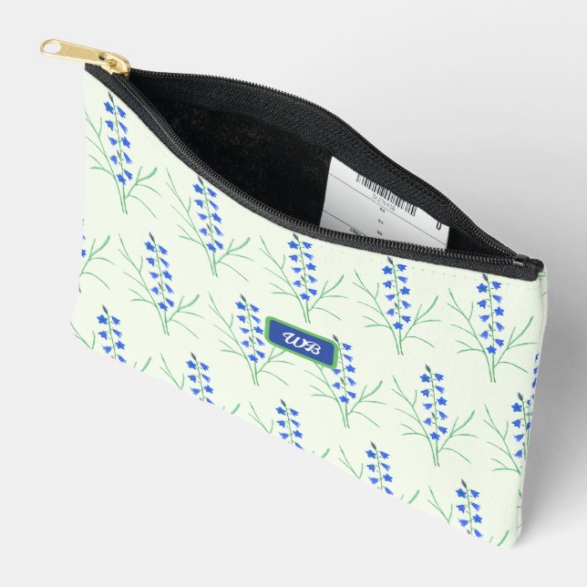 Bluebells Pale Green Accessory Pouch (Open)