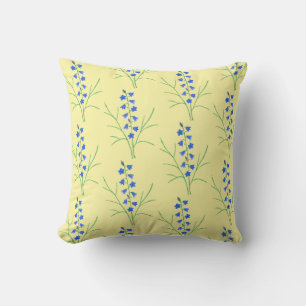 Bluebells Pale Yellow Throw Pillow