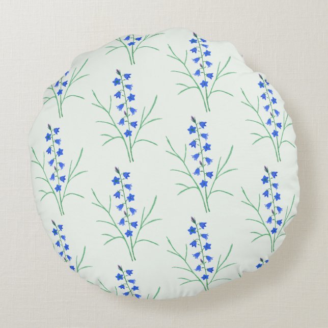Bluebells Palest Green Round Pillow (Back)