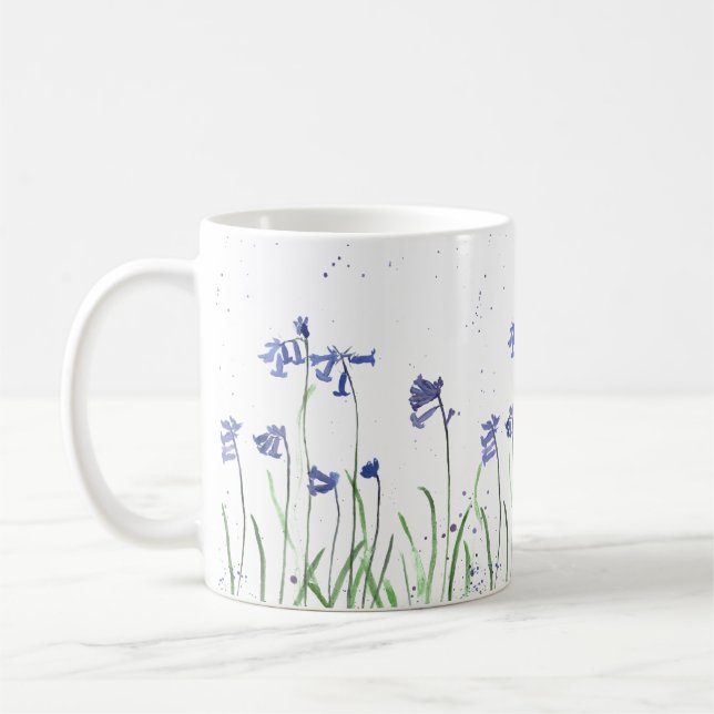 Bluebells Purple floral Garden woodland Coffee Mug (Left)