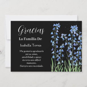 Bluebells Spanish Floral Funeral Death Thank you Invitation