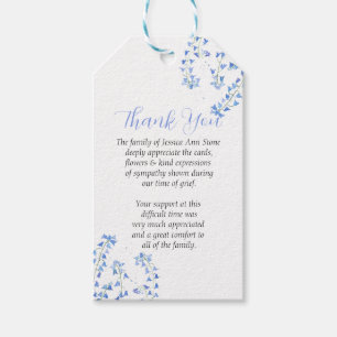 Bluebells Sympathy Blue Floral Funeral Thank you  Gift Tags
