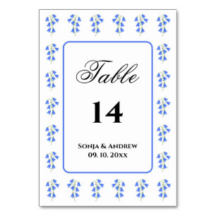 Bluebells Table Number