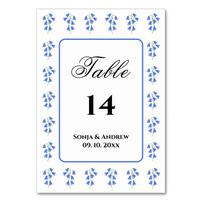 Bluebells Table Number (Front)
