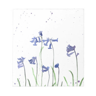 Bluebells watercolor blue floral nature forest notepad