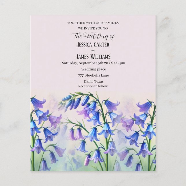 Bluebells Watercolor Floral Country Wedding (Front)