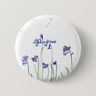 Bluebells watercolour painting 6 cm round badge