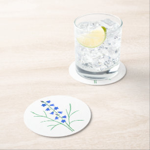 Bluebells White Round Coaster