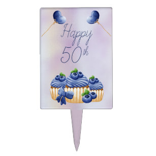 Blueberries 50TH Happy Birthday  Cake Topper
