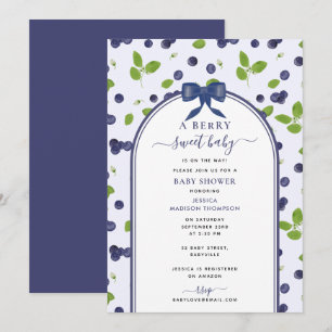 Blueberries A Berry Sweet Baby Shower Boy Invitation