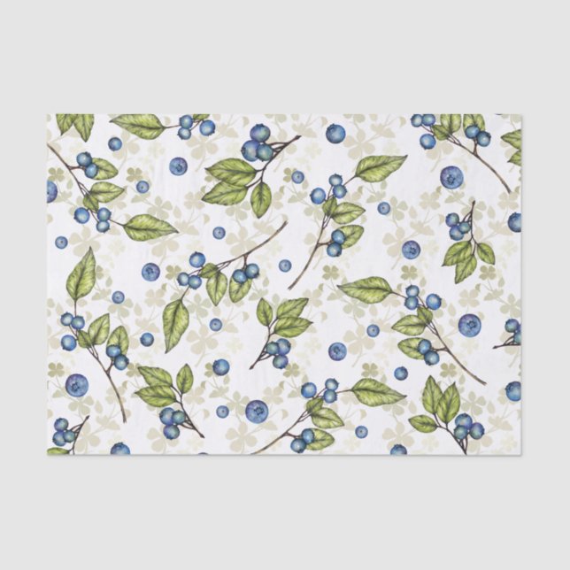 Blueberries and Blossoms  Tissue Paper (Front)