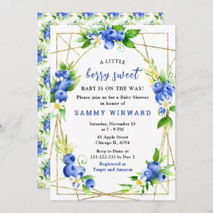 Blueberries and Foliage Baby Shower Invitation