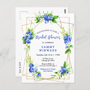 Blueberries and Foliage Bridal Shower Postcard