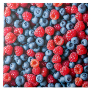 Blueberries and Raspberries Tile