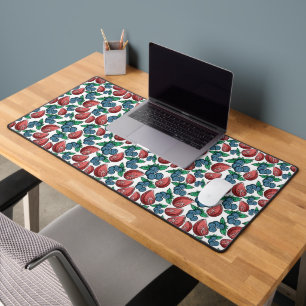 Blueberries and Strawberries Pattern Desk Mat