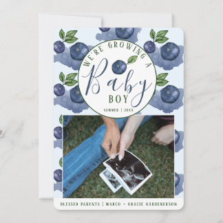 Blueberries Baby Boy Pregnancy Invitation
