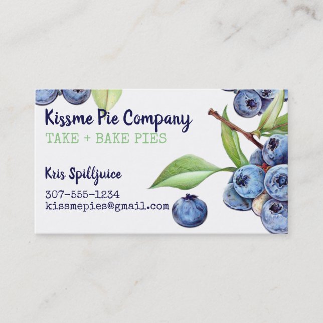 blueberries bakery pies canning business card (Front)