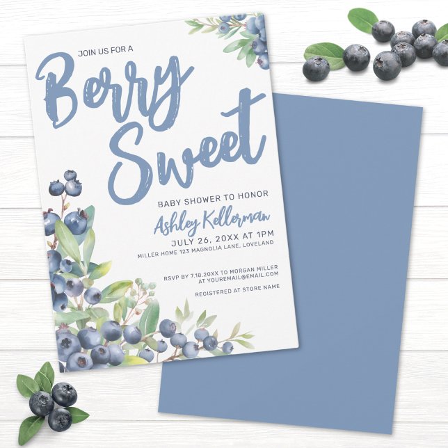 Blueberries Berry Sweet Baby Shower Invitation (Blueberries Berry Sweet Baby Shower Invitation)