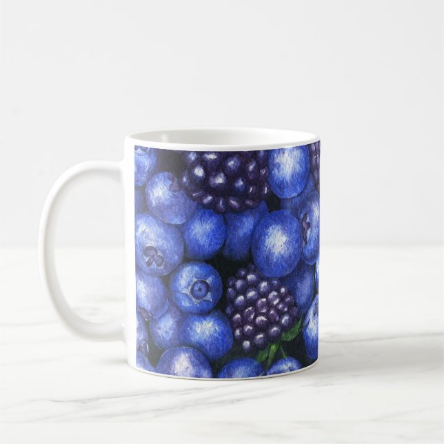 Blueberries Blackberries Watercolor Seamless Patte Coffee Mug (Left)