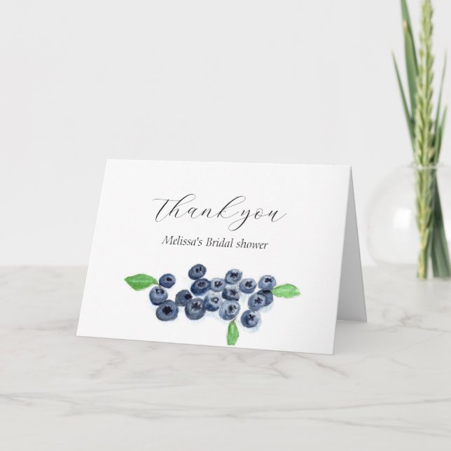 Blueberries Blueberry Bridal Shower Thank you  (Front)