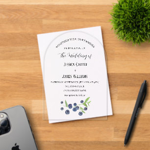 Blueberries Blueberry Fruit Watercolor Wedding Acrylic Invitations