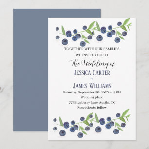 Blueberries Blueberry Fruit Watercolor Wedding Invitation