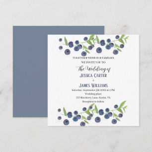 Blueberries Blueberry Fruit Watercolor Wedding Invitation
