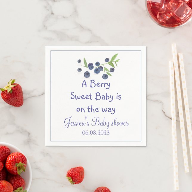Blueberries Blueberry Fruits Baby Shower Party Napkin (Insitu)