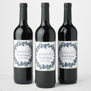 Blueberries Blueberry Fruits Bridal Shower Party Wine Label