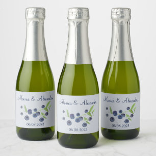 Blueberries Blueberry Fruits Summer Wedding Sparkling Wine Label
