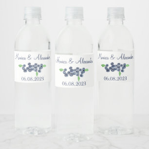 Blueberries Blueberry Fruits Summer Wedding Water Bottle Label