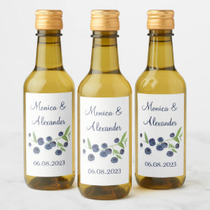 Blueberries Blueberry Fruits Summer Wedding Wine Label
