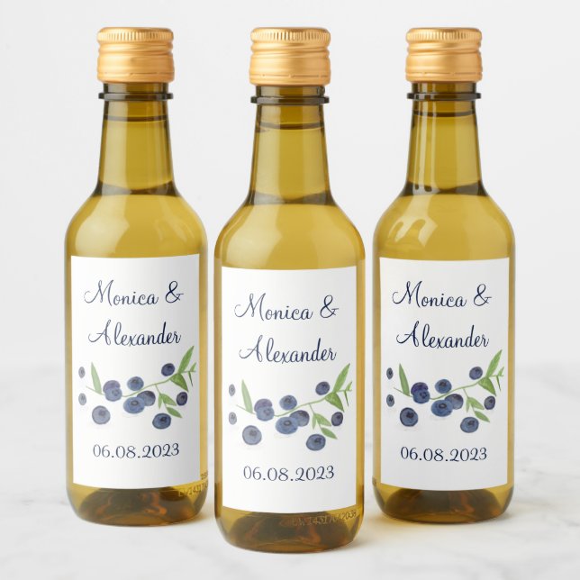 Blueberries Blueberry Fruits Summer Wedding  Wine Label (Bottles)