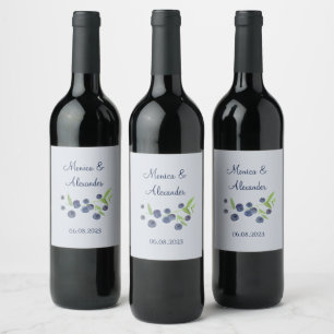 Blueberries Blueberry Fruits Summer Wedding  Wine Label