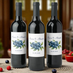 Blueberries Blueberry Fruits Summer Wedding  Wine Label