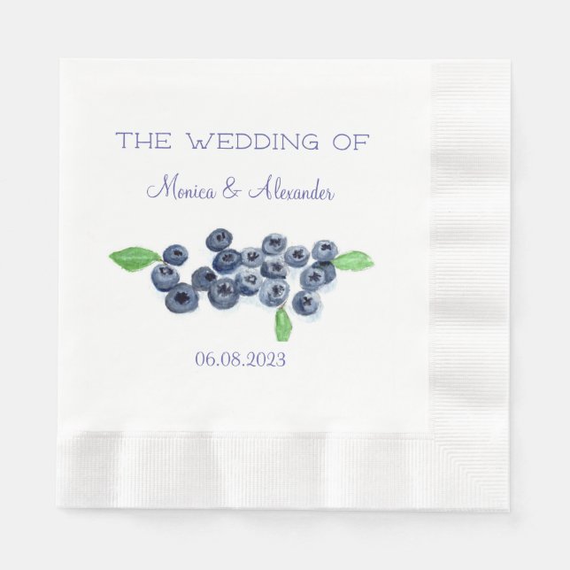 Blueberries Blueberry Fruits Wedding Party Napkin (Front)