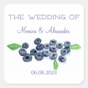 Blueberries Blueberry Fruits Wedding Party Square Sticker