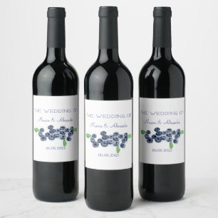 Blueberries Blueberry Fruits Wedding Party Wine Label