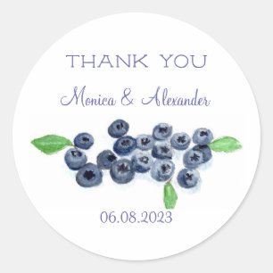 Blueberries Blueberry Fruits Wedding Thank you  Classic Round Sticker
