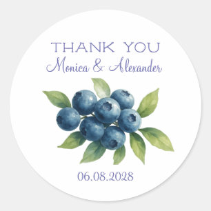 Blueberries Blueberry Fruits Wedding Thank you  Classic Round Sticker