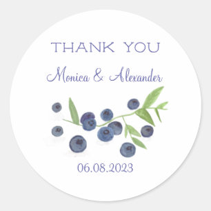 Blueberries Blueberry Fruits Wedding Thank you  Classic Round Sticker
